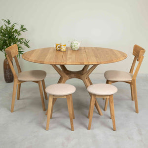 Table à manger ronde extensible en chêne massif Carmen - NordicStory