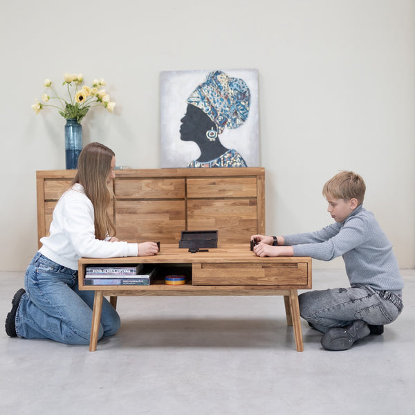 Table basse en chêne massif Escandi 8 – 110 x 60 x 45 cm - NordicStory