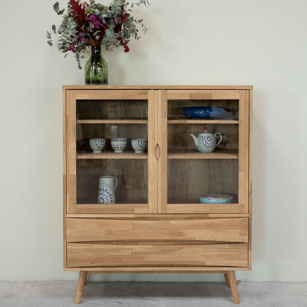 Vitrine en bois massif de chêne Malmo - 120 x 40 x 140 cm - VESKOR