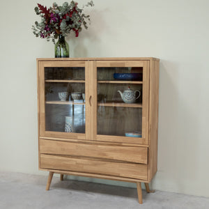 Vitrine en bois massif de chêne Malmo - 120 x 40 x 140 cm - VESKOR