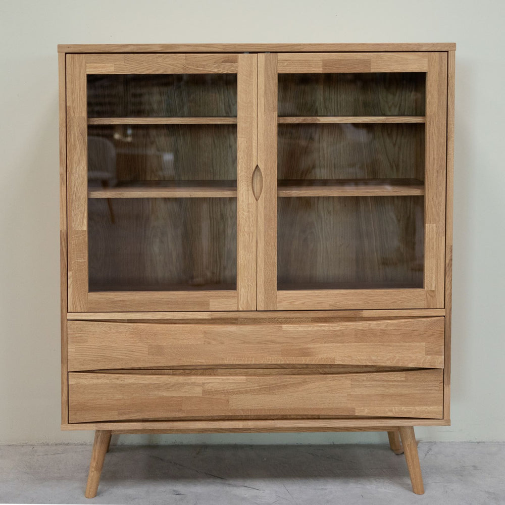 Vitrine en bois massif de chêne Malmo - 120 x 40 x 140 cm - VESKOR