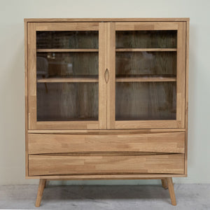 Vitrine en bois massif de chêne Malmo - 120 x 40 x 140 cm - VESKOR
