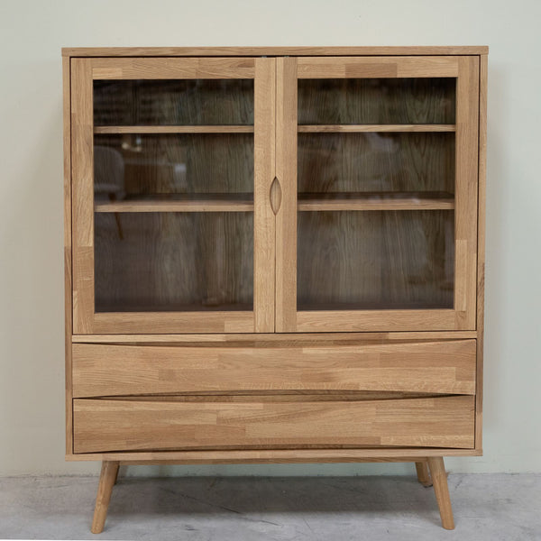 Vitrine en bois massif de chêne Malmo - 120 x 40 x 140 cm - VESKOR