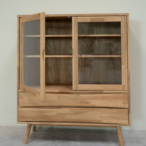 Vitrine en bois massif de chêne Malmo - 120 x 40 x 140 cm - VESKOR
