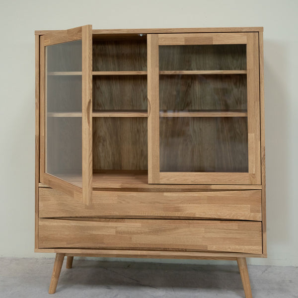 Vitrine en bois massif de chêne Malmo - 120 x 40 x 140 cm - VESKOR
