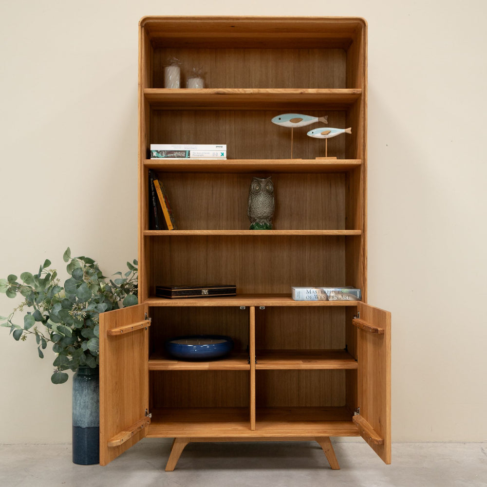 Vitrine en bois massif de chêne Genève 2 - 90 x 45 x 180 cm - NordicStory