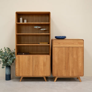 Vitrine en bois massif de chêne Genève 2 - 90 x 45 x 180 cm - NordicStory