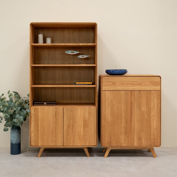 Vitrine en bois massif de chêne Genève 2 - 90 x 45 x 180 cm - NordicStory