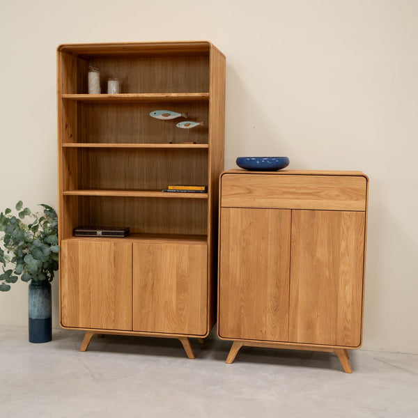 Vitrine en bois massif de chêne Genève 2 - 90 x 45 x 180 cm - NordicStory