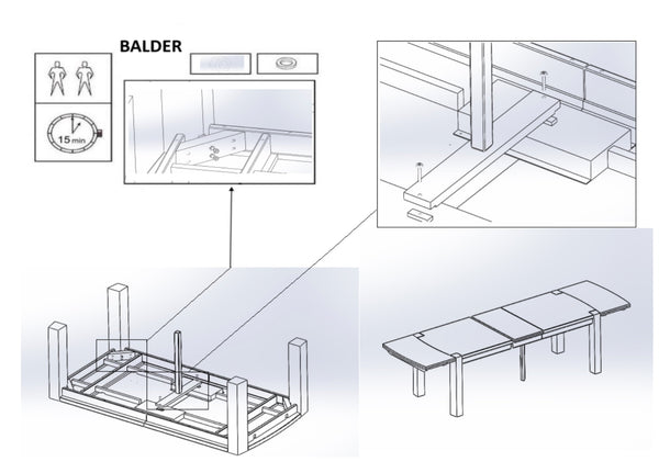 Table à manger extensible en chêne massif Balder