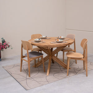 Table à manger ronde extensible en chêne massif Holger – 120-170 x 120 x 76 cm/140-190 x 140 x 76 cm - NordicStory
