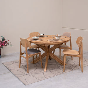 Table à manger ronde extensible en chêne massif Holger – 120-170 x 120 x 76 cm/140-190 x 140 x 76 cm - NordicStory