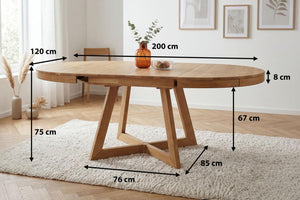 Table à manger ronde extensible en chêne massif Valence - NordicStory