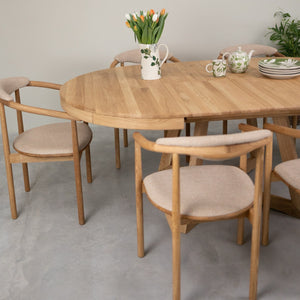 Table à manger ronde extensible en chêne massif Valence - NordicStory