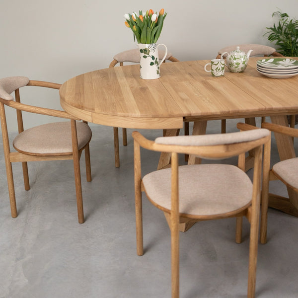 Table à manger ronde extensible en chêne massif Valence - NordicStory