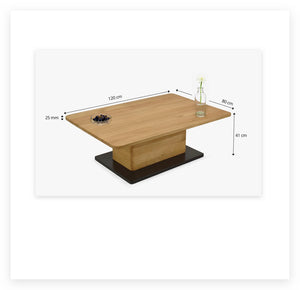 Table basse en bois massif de chêne Bremen