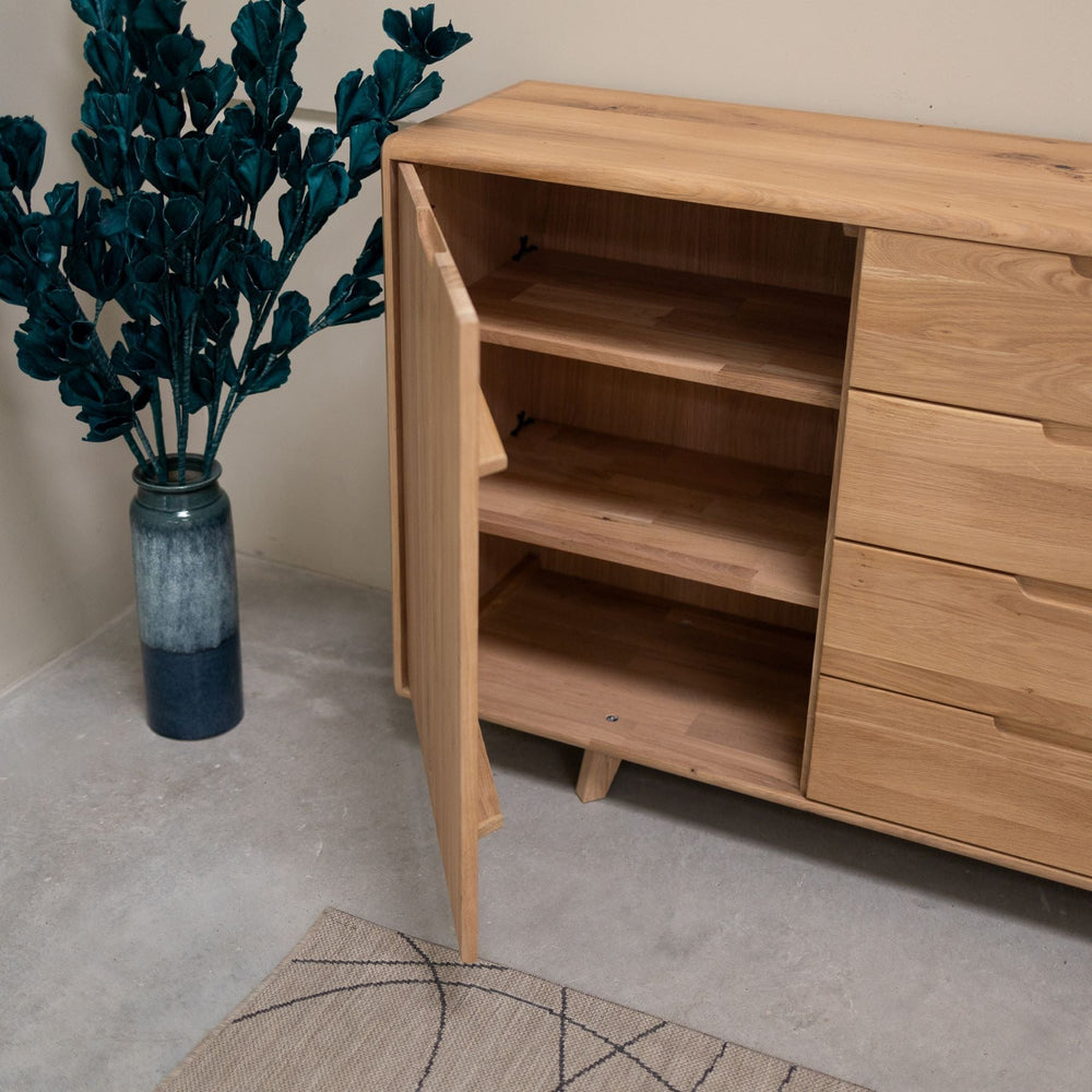 Buffet commode en bois massif de chêne noyer