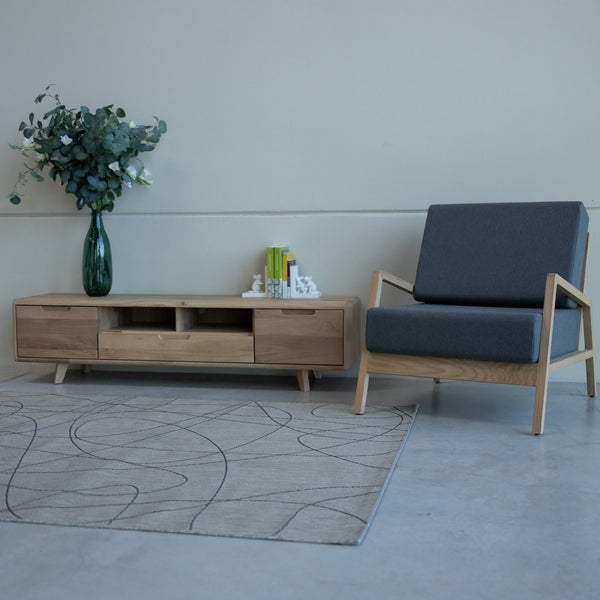 VESKOR Mueble de TV de madera maciza SWEDEN 2 160x42x40 cm.