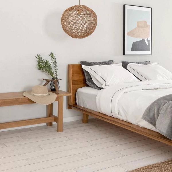 VESKOR Cama matrimonio de madera maciza roble MALMO