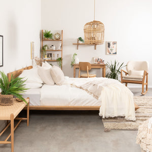 VESKOR Cama matrimonio de madera maciza roble MALMO