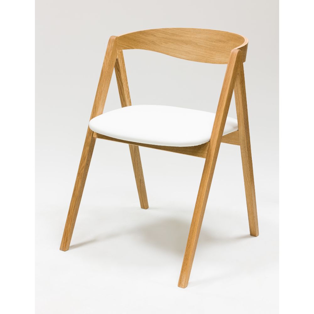 Lot de 2 ou 4 chaises en bois massif de chêne Oscar, imitation cuir Blanc