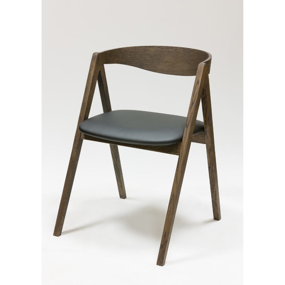Lot de 2 ou 4 chaises en bois massif de chêne Oscar, imitation cuir Noir