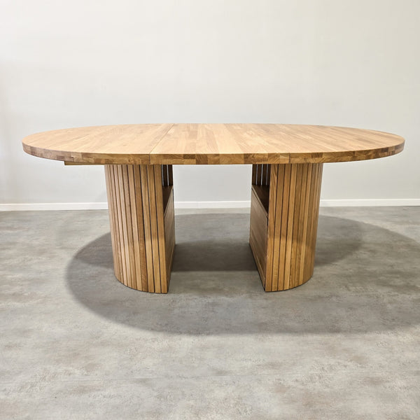 Table à manger ronde extensible en bois massif de chêne Roma - 135-235 x 135 x 75 cm - VESKOR