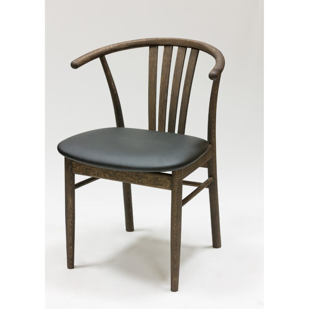 Lot de 2 ou 4 chaises en bois massif de chêne Dagmar, imitation cuir Noir