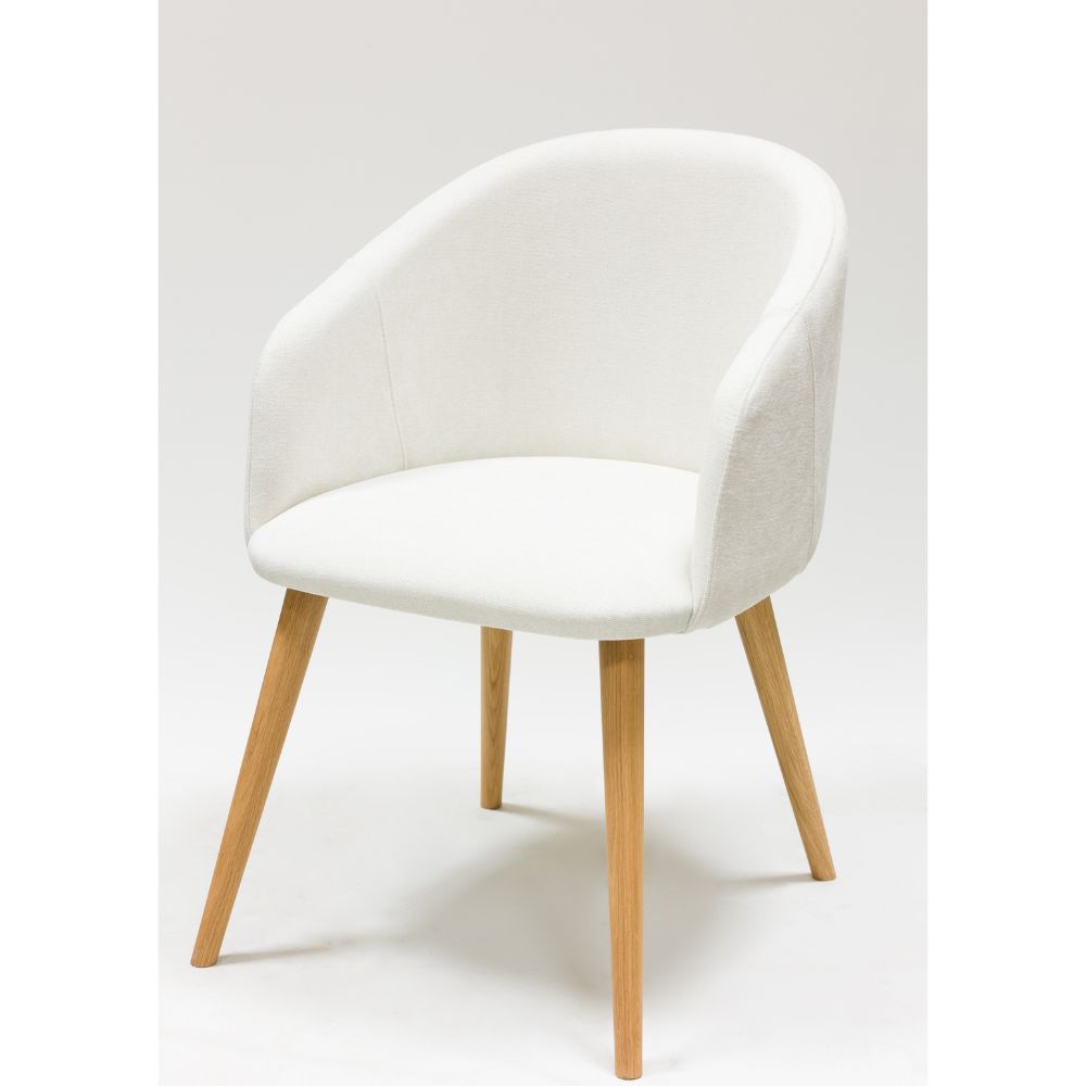 Fauteuil en bois massif de chêne Ana, revêtement Blanc