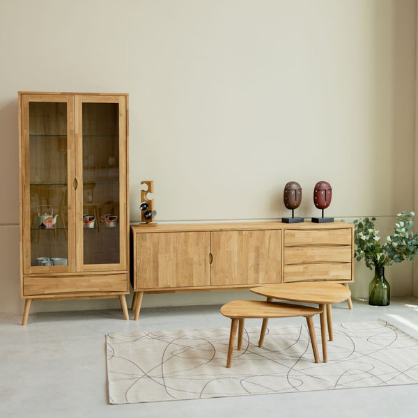VESKOR Vitrina Malmo madera maciza roble Mueble nórdico moderno