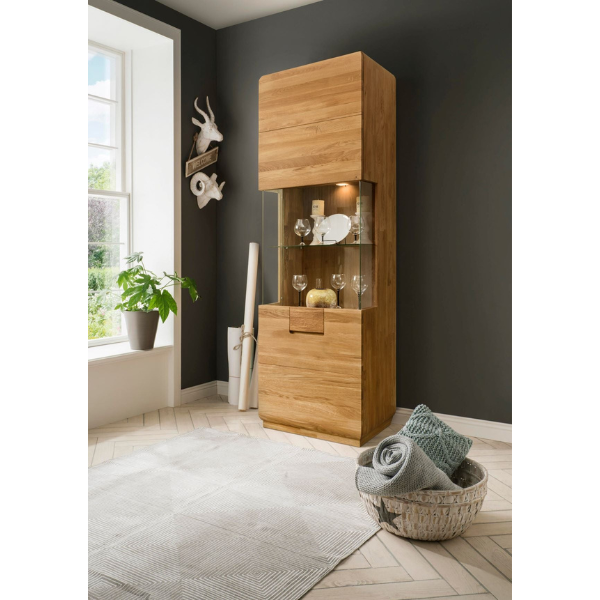 Vitrine en bois massif de chêne Faina