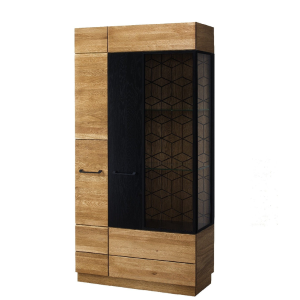 Vitrine en bois de chêne Mozaik 12 - 95 x 42 x 196 cm - LoftStory