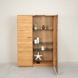 Vitrine armoire en bois massif de chêne Arvik