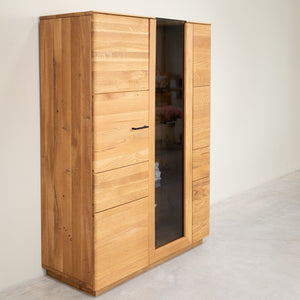 Vitrine armoire en bois massif de chêne Arvik