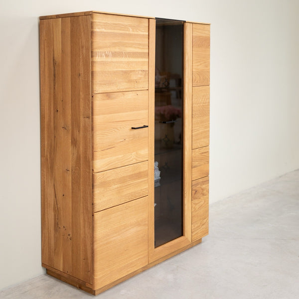 Vitrine armoire en bois massif de chêne Arvik