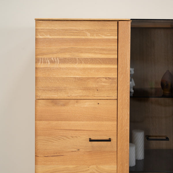 Vitrine armoire en bois massif de chêne Arvik
