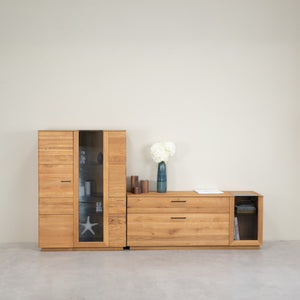 Vitrine armoire en bois massif de chêne Arvik