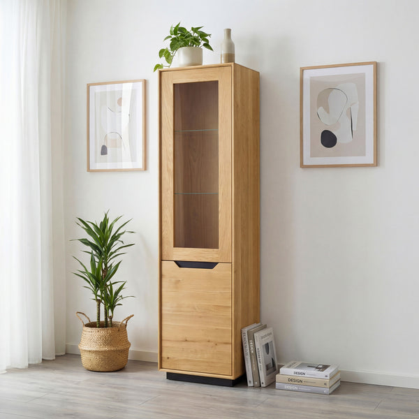 Vitrine en bois massif de chêne Bremen
