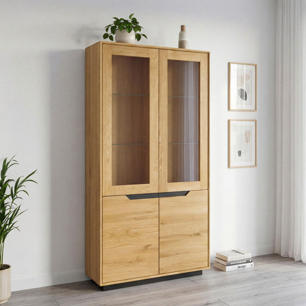 Vitrine en bois massif de chêne Bremen