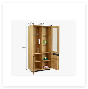 Vitrine en bois massif de chêne Bremen