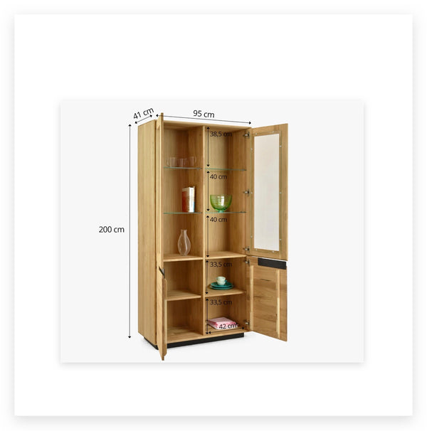Vitrine en bois massif de chêne Bremen