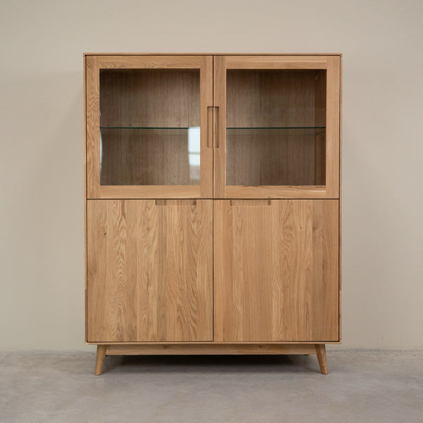 Buffet vitrine en bois massif de chêne Escandi Atelier 3 - NordicStory
