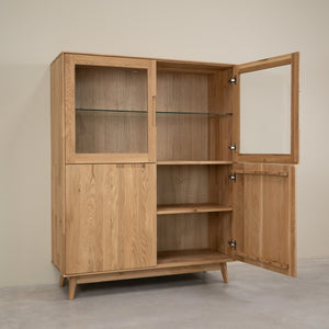 Buffet vitrine en bois massif de chêne Escandi Atelier 3 - NordicStory