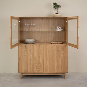 Buffet vitrine en bois massif de chêne Escandi Atelier 3 - NordicStory