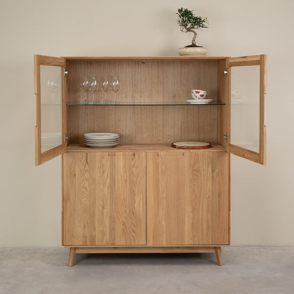 Buffet vitrine en bois massif de chêne Escandi Atelier 3 - NordicStory