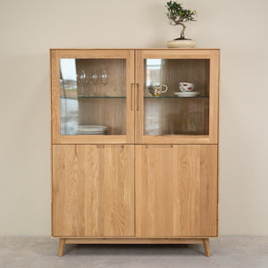 Buffet vitrine en bois massif de chêne Escandi Atelier 3 - NordicStory