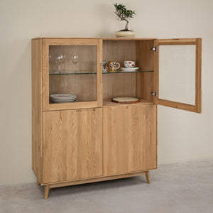 Buffet vitrine en bois massif de chêne Escandi Atelier 3 - NordicStory