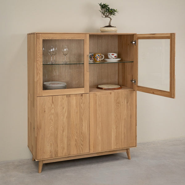 Buffet vitrine en bois massif de chêne Escandi Atelier 3 - NordicStory