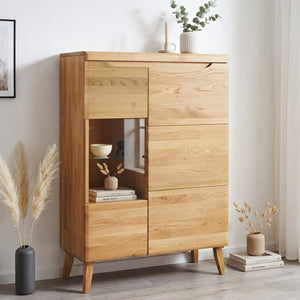 Buffet vitrine en bois massif de chêne Milan 3 - NordicStory