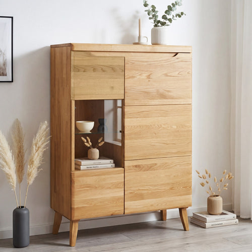 Buffet vitrine en bois massif de chêne Milan 3 - NordicStory